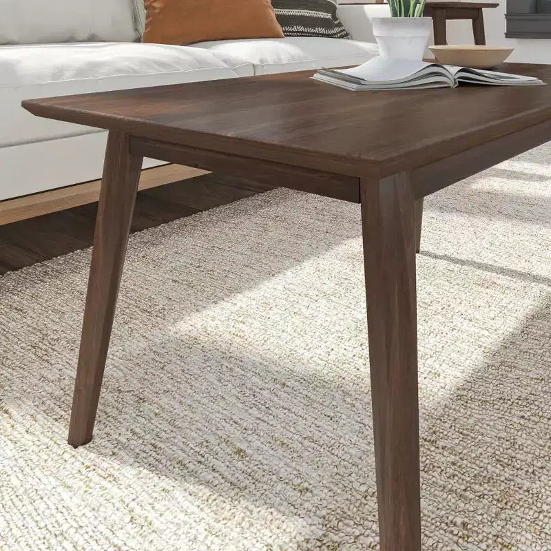 Solid Wood 40" Mid Century Modern Coffee Table for Living Room