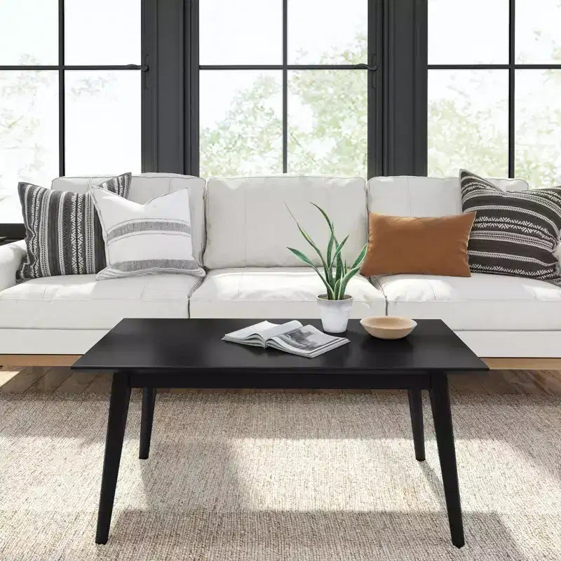 Solid Wood 40" Mid Century Modern Coffee Table for Living Room