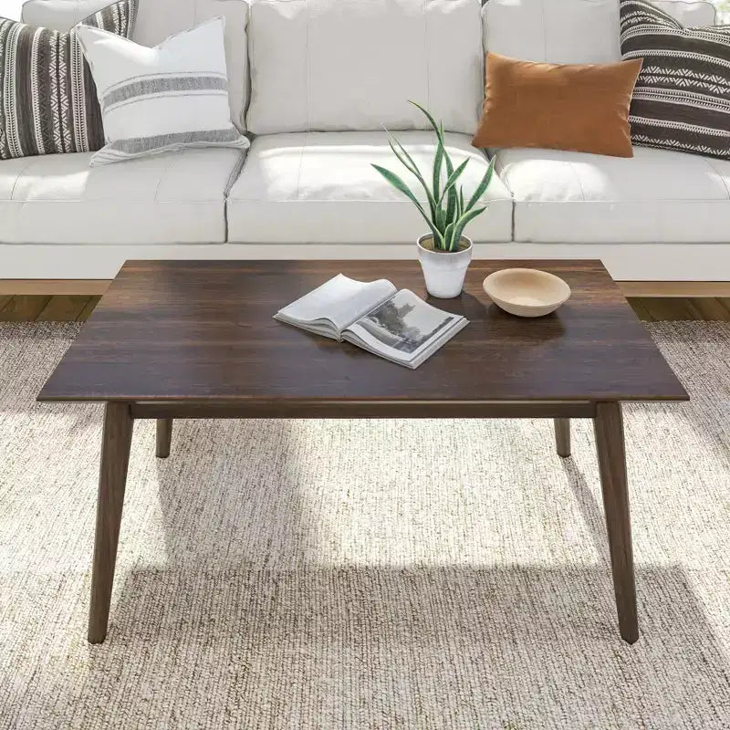 Solid Wood 40" Mid Century Modern Coffee Table for Living Room