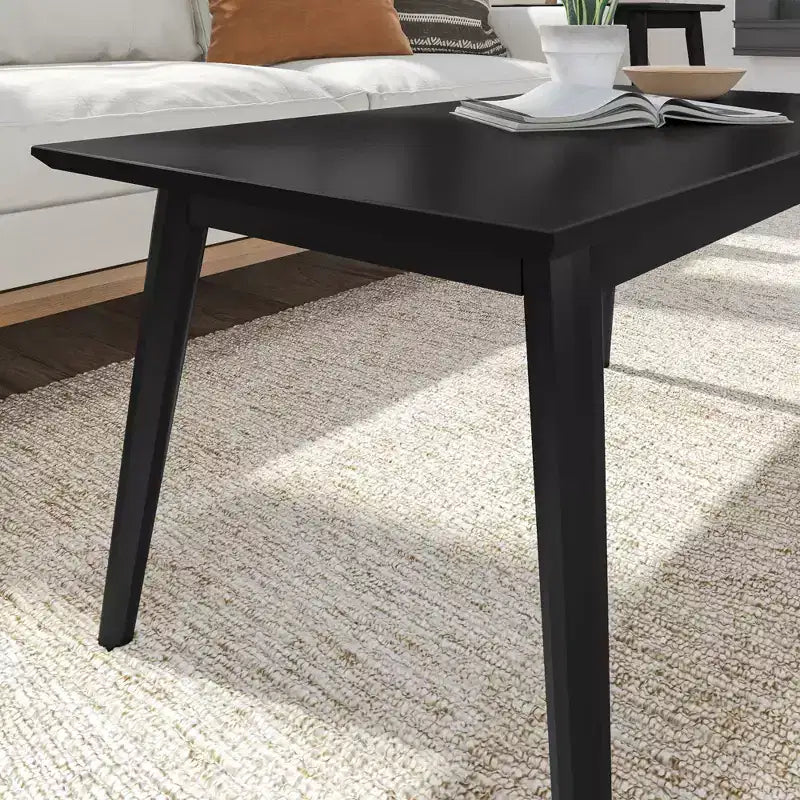 Solid Wood 40" Mid Century Modern Coffee Table for Living Room