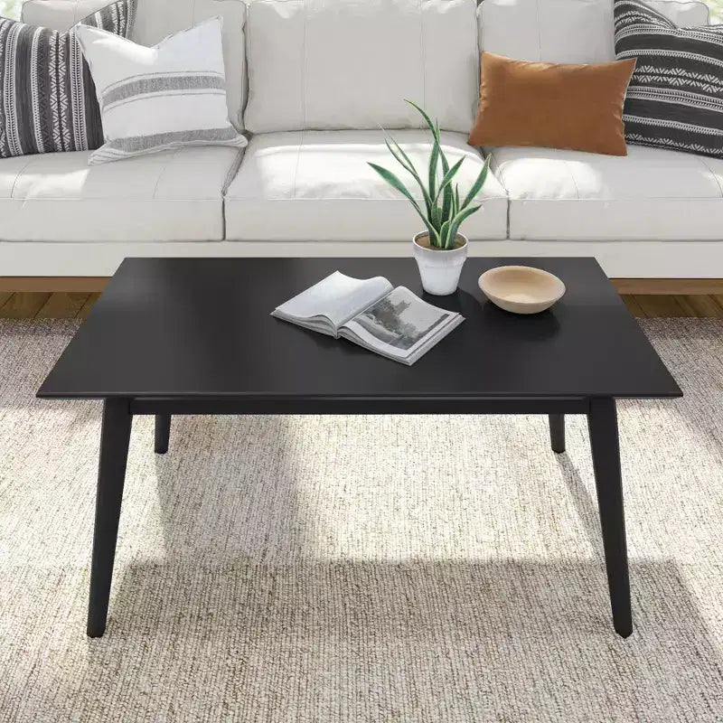 Solid Wood 40" Mid Century Modern Coffee Table for Living Room