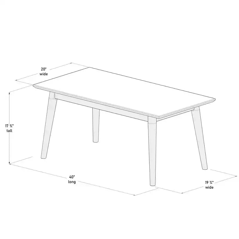 Solid Wood 40" Mid Century Modern Coffee Table for Living Room